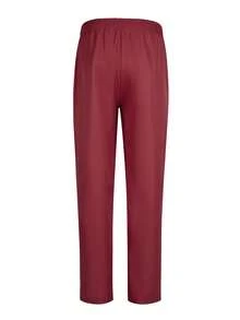 Men's Casual Long-Sleeved Two-Piece Suit, Mid-Length Top And Trousers - 酒紅色 - 查看 7