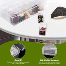 Caja Compartimentos Plastico, 64 Compartimentos Transparente Organizadoríble Caja de Almacenamiento con Pegatinas y Pinzas para Semillas Joyas Painting Accesorios - 1 - Ver 5