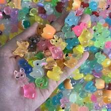 夜光树脂迷你动物，夜光鸭子、海豚、青蛙、兔子、乌龟小雕塑，无需电力，适用于花园、派对、微景观、水族馆、装饰