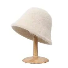 1pc Autumn/Winter Korean Fashion Warm Faux Rabbit Fur Adjustable Bucket Hat, Versatile & Warm, Fits Large Head Circumference, White Fluffy Plush Bucket Hat Winter Warm - White - View 9