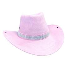 Rodeio Cowntry Suede Hat With Shiny Rhinestone Crystal Band - Hồng nhạt - Xem 2