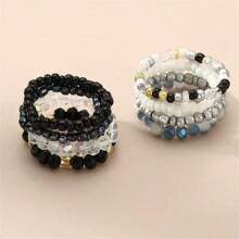 8 件套波西米亚水晶串珠可叠戴戒指 - 彩色 - 查看 3