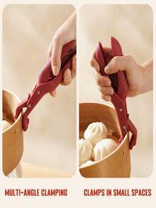 Silicone Multi-Function Heat Resistant Tongs - Heatproof Silicone Grip, Non-Slip Coating, Ergonomic Hot Plate, Tray Stand - Food Processing Kitchen Tool, Microwave Steamer Tongs, Multi-Function Bowl Rack Clip, Air Fryer Tongs, Heat Resistant Handle, Heat Resistant Bowl Clip, Oven Pot Clip - Multicolor - View 5