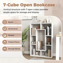 Bookshelf 35.5 Bookcase With 7 Cubes Geometric Display Shelf Wood Bookshelves And Bookcases Small Bookshelf With Storage Book Shelves For Bedroom Living Room Home Office White - trắng - Xem 5