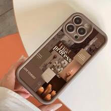 Fashion Flower Pattern Phone Case, Cute Design Phone Protective Cover, Phone Accessory Compatible With IPhone - Coffee Brown - View 4