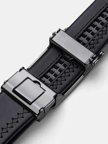 WilliamPOLO Genuine Leather Belt For Men, Casual Waist Belt, 3.5cm Width, Adjustable Automatic Buckle, Can Be Trimmed To Fit