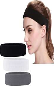 3 Pack Men &Amp; Women Sweatband Headband Terry Cloth Moisture Wicking For Sports Tennis Gym Work Out - 色彩J - 查看 7