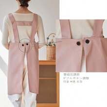 1件防水防皱围裙，新款韩式家居围裙，H型肩带方便穿戴，适用于服务员、美甲师、花店、奶茶店等各种场合，超大号围兜式围裙 - 彩色 - 查看 3