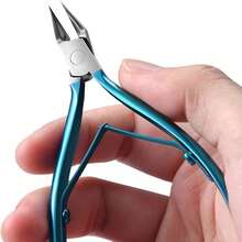 Professional Stainless Steel Cuticle Nippers - Precision Blue Manicure Tool For Dead Skin Trimming, Ingrown Nail & Hangnails Care, Sharp Fingernail Clippers For At-Home & Salon Use