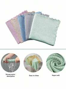 20pcs/Pack Magic Cleaning Cloths, Fish Scale Glass Cleaning Cloths, Streak-Free Glass Cleaning Cloths, Absorbent And Non-Shedding, Suitable For Kitchen, Automotive, Bathroom, Multi-Purpose Cleaning Rags, Essential Household Cleaning Supplies (Available In 1/5/10/20pcs) - Multicolor - View 7