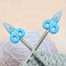 2 piezas Topes de aguja de tejer de silicona, Topes de aguja de tejer con forma de tijera, Protectores de punta de aguja de tejer, Tapas de aguja de tejer de colores, Ganchos de ganchillo para acolchar, Accesorios de tejer DIY - Multicolor - Ver 4