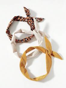 Cute 3pcs Flower Print Hair Band Headband Turban Headband Sweatband, Hairband Fall Winter Hair Accessories For Women For Vacation Outfits Woman Elegant Scarf Women Bandanas Soft Headwrap - Multicolor - View 4