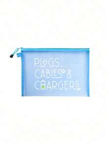 Mesh Cosmetic Bag With Data Cable Pattern,Charger Letter Pattern Design,Red Air Cushion Storage Portable Storage Bag, Makeup Bag, Skincare Bag, Travel Essentials, Dormitory Supplies, Wedding Bride Gifts, Mother Gifts, Birthday Gifts, Gifts For Friends And Teachers, Bathroom Storage, Jewelry Storage, Lip Oil And Cosmetics Storage Bag