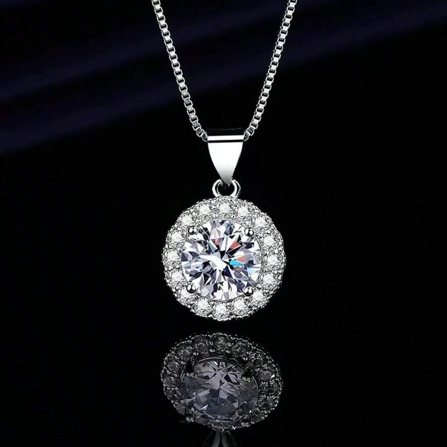 925 Silver Necklace 45cm With Round Light Point - Silver - View 1