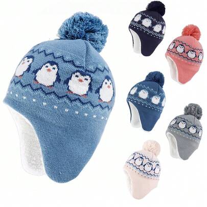 Baby Boys Girls Winter Hat With Thermal Lined Toddler Penguin Winter Hats For Infants, Newborns
