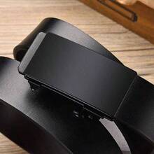 High Quality Men's Automatic Buckle PU Leather Belt, Minimalist & Fashionable, Suitable For Various Formal Occasions