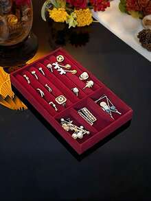 3个装方形亚克力牙签盒，透明收纳盒，小型首饰收纳盒，棉签盒，翻盖式棉签收纳盒，塑料盒，用于存放清洁棉签、牙签、牙线，适用于浴室、办公桌、梳妆台，便携式，房间装饰 - 酒紅色 - 查看 6