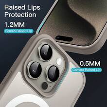 JETech Magnetic Case For IPhone 15 Pro 6.1 Inch Compatible, Slim Matte Translucent Back Shockproof Cover (Black) - 天然鈦 - 查看 6