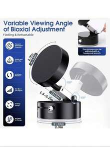 [Soporte de teléfono móvil con succión fuerte] Soporte magnético de succión de vacío de un solo botón para teléfono móvil, portátil y fácil de usar, succión fuerte, móvil, plegable y extensible, adecuado para vidrio de coche, pantalla de doble cara, adhesión compatible con iPhone, teléfono Android, regalo para cumpleaños, familia, amigos, accesorios de coche, soporte de teléfono de coche