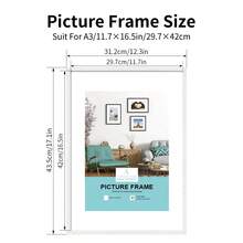 1/3pcs, 30x40cm/A4/A3 Wooden Photo Frame, White Solid Wood Frame, Memory Collage Frame, Simple White, Wooden Texture, Home Wall Decor Frame, Art Work Display Frame, Poster Frame, Classic Frame - White - View 11