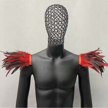 Arnés corporal con plumas para mujer, chal estilo punk victoriano con plumas naturales reales, chal encogido para carnaval, danza gótica y disfraces