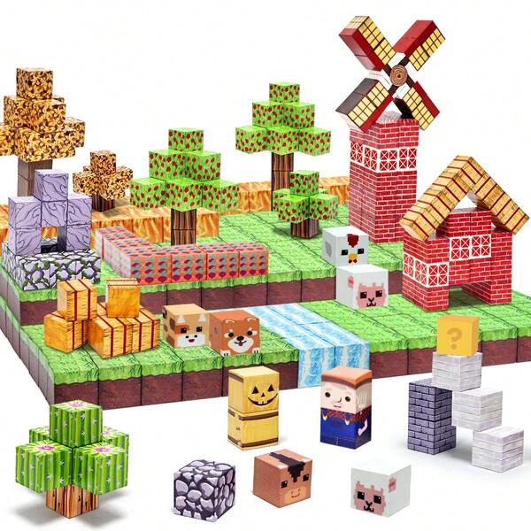 DIY Magnetic Building Blocks Of Farm -STEM Toy Set Creative Magnetic Toys, Educational Magnet Toys For Learning, Magnet Toy Set, Cubic Architectural Toys Boy Girl Birthday Gift