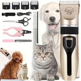 Cortadora de pelo profesional para perros y gatos, herramienta de aseo recargable por USB para mascotas con pantalla, tijeras inalámbricas con cuchillas desmontables, 5 velocidades ajustables, incluye 4 peines desmontables (1.5-4mm) y cepillo de limpieza - Cortadora ergonómica con batería de polímero de litio para todas las razas, cortadora de pelo eléctrica para perros y gatos, recortadora de mascotas, herramientas de aseo para mascotas