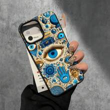 Fundas y carcasas protectoras con diseño de ojos y palmas, compatibles con phone 16 Pro Max, 16, 15 Pro, 14, 14 Plus/14 Pro Max, 13, 13 Pro, 12 Pro y 11/11 Pro. Regalos para cumpleaños y festividades - Negro - Ver 3