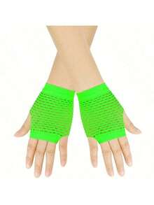 1 par de guantes cortos de malla para mujer, adecuados para discotecas y eventos de estilo punk. Disponible en múltiples colores y estilos, con un diseño de malla sexy y elástico. Guantes de malla transparente ideales para usar en bailes, eventos de estilo punk - Multicolor - Ver 16