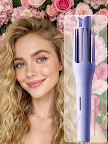 Varilla automática de rizado de 32 mm, iones negativos no dañan el cabello, ajuste de temperatura de varias etapas, decoración de otoño e invierno, peinado, adecuado para viajes, largo viaje, hogar, regalo de San Valentín, sheng'd'j - Morado - Ver 1