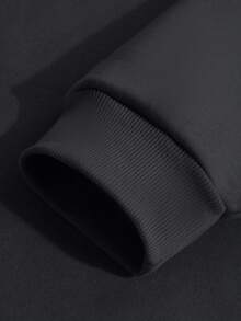 1 pièce Sweat-shirt-shirt décontracté en polaire pour femmes avec motif de bonhomme de neige et sapins dorés de Noël, cadeau d'anniversaire parfait, cadeau de fête - Noir - Voir 5