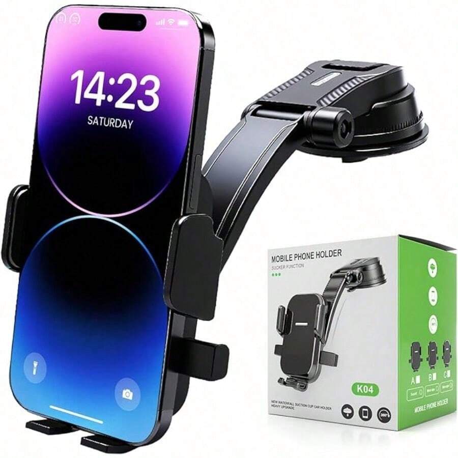 1 Giá đỡ điện thoại trên ô tô, Giá đỡ điện thoại trên ô tô đa năng cho mọi điện thoại thông minh, Giá đỡ điện thoại trên ô tô, Màn hình hiển thị không thể ngăn cản, Xoay 360 °, Lưu trữ có thể gập lại Tương thích với iPhone, điện thoại Android, Quà tặng sinh nhật, gia đình, bạn bè Phụ kiện ô tô Giá đỡ điện thoại trên ô tô - Bạc - Xem 1