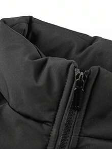 Women's Warm Lined Stand Collar Winter Jacket With Pockets, Zipper Design, Comfortable And Warm, Suitable For Daily Wear, Work, Travel, Running, Casual, Office, Fitness And Outdoor Activities - Black - View 2