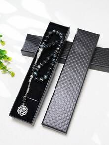 New 33 Beads Large Flower Pearl 3-Strand Glass Prayer Beads Tasbih Bracelet, Muslim Prayer Beads