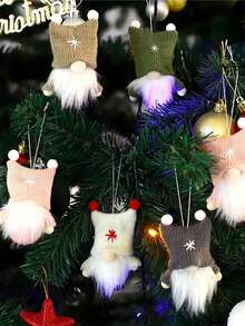 Juego de 6 muñecos miniatura de Papá Noel estilo bosque anciano como adornos para árbol de Navidad, decoraciones navideñas para el hogar, muñecos sin rostro, regalos de Navidad y Año Nuevo, decoraciones para fiestas navideñas, adornos para árbol de Navidad, decoraciones navideñas para el hogar, decoraciones navideñas, decoraciones de ventana navideñas, decoraciones de Año Nuevo, decoraciones para ambiente navideño