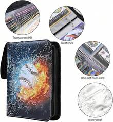 4 tarjeteros de bolsillo, álbum de tarjetas de, 400 tarjeteros de bolsillo con funda para tarjetas comerciales, tarjetero para álbum de coleccionista, juguete para regalo para (Rojo 2) 90UA - Color 2 - Ver 4