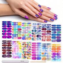 12 Sheets Nail Polish Strips Self Adhesive Gel Nail Stickers Full Nail Wraps For Women Girl Graffiti Gradient Starry Sky Nails Design Gel Strips Manicure Nail Art Accessories - 什錦 - 查看 2