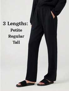 Pantalones deportivos de rayón suave para mujer, pantalones ligeros y transpirables con cordón de choque ajustable, informal, primavera, verano y otoño - Negro - Ver 1