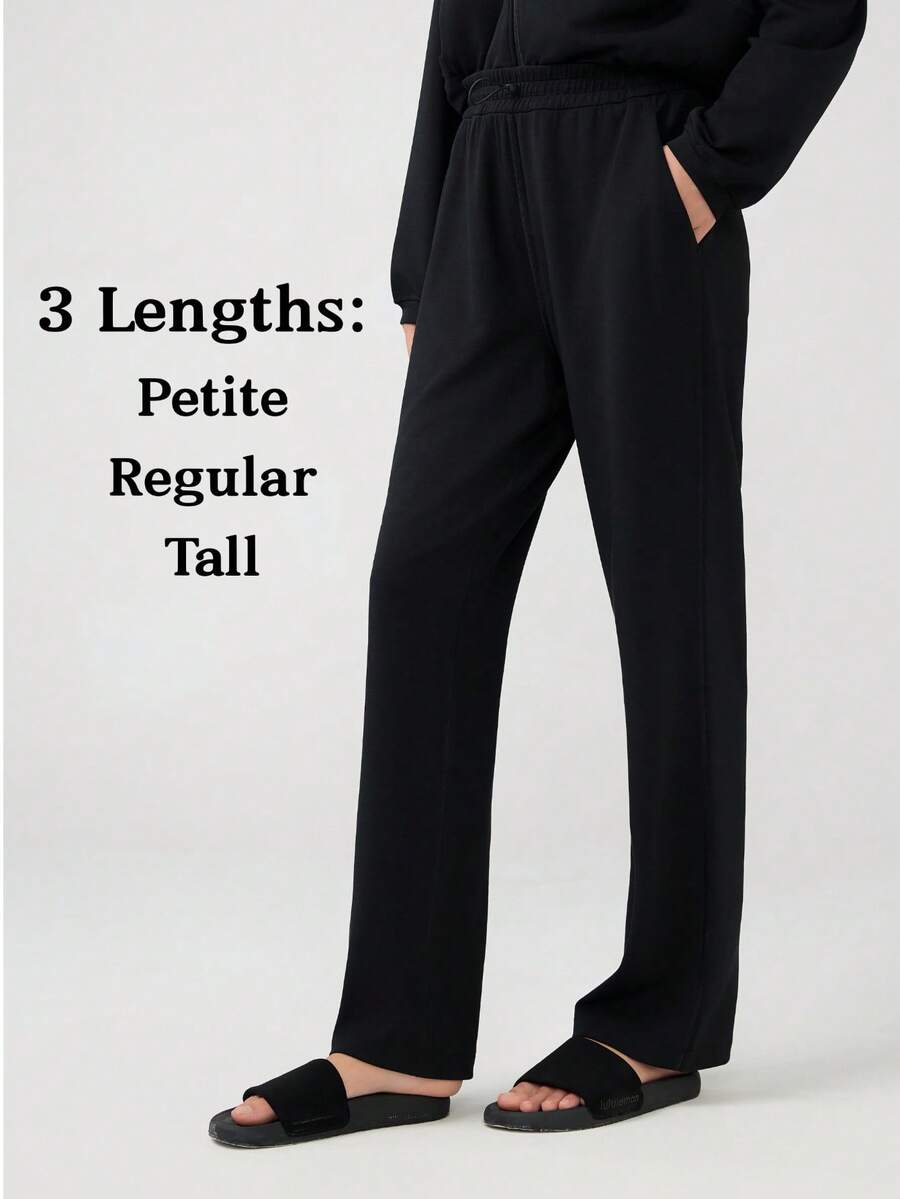 Pantalones deportivos de rayón suave para mujer, pantalones ligeros y transpirables con cordón de choque ajustable, informal, primavera, verano y otoño - Negro - Ver 1