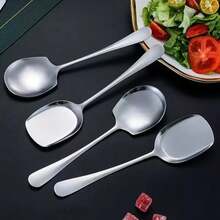 1 pieza Cuchara redonda de acero inoxidable durable, cuchara para ensalada, cuchara de servir para bufé, adecuada para hotel, restaurante, cafetería, utensilios de cocina