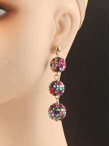 1 Pair Glass Disco Ball Multicolor Dangle Earrings, Party & Holiday Jewelry - Colorful - View 4