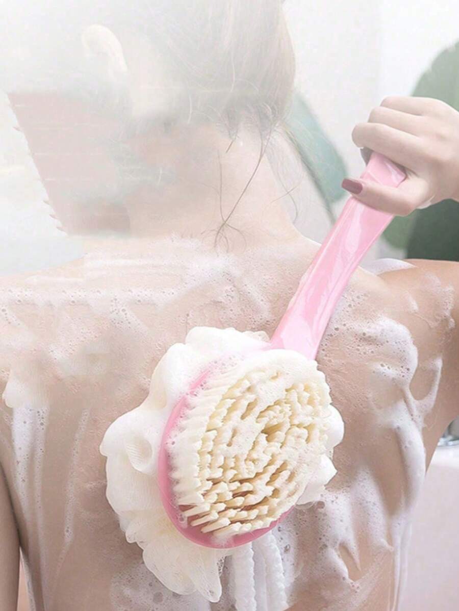 1 件，双面泥搓长柄软毛沐浴刷，背部搓揉、按摩和去角质二合一擦洗沐浴刷