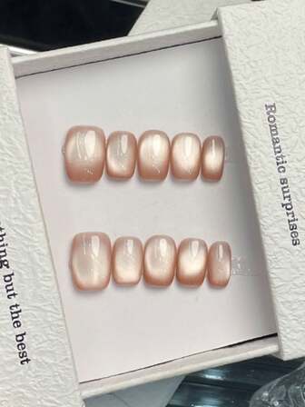 10ชิ้น เล็บปลอมทำมือ ทรงรี ทรงกลม ทรงเหลี่ยม เล็บอะคริลิคแบบกด สั้น, เล็บสีแชมเปญสไตล์มินิมอล, เล็บปลอม, เล็บตาแมวแฟลช, เล็บทำมือเรียบหรูดูดี สำหรับฤดูใบไม้ร่วง, เล็บฤดูใบไม้ร่วง, สไตล์โมเดิร์น, เล็บอเนกประสงค์ DIY เล็บปลอมสำหรับงานปาร์ตี้ ใช้ได้ทุกวันและออกเดท เหมาะสำหรับพักผ่อนที่ชายหาดเขตร้อน ใช้ซ้ำได้, สำหรับผู้หญิงและเด็กผู้หญิง เป็นของขวัญ อุปกรณ์ทำเล็บ