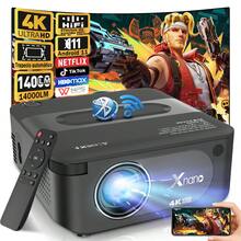 Proyector pequeño, proyector LED profesional, proyector Android 4K, miniproyector, 1920x1080, Wi-Fi de doble banda de 2,4/5/6 GHz, Android 11, 14 000 lúmenes, función de corrección automática de distorsión trapezoidal giroscópica, compatible con rotación de imagen de 360°, reducción de ruido avanzada, altavoces estéreo integrados para un sonido de alta calidad, varios puertos, enfoque manual, compatible con varios idiomas, tecnología de protección ocular.