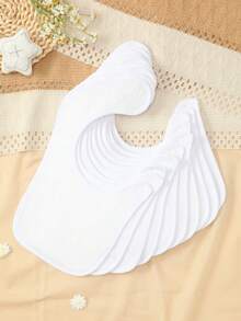 10条装纯白色婴儿围兜，采用超柔软面料，配有可调节按扣。您可以自行DIY、绘画或刺绣，为您的宝宝打造美丽独特的围兜。 - 白色 - 查看 5