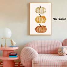 1 pièce Citrouille d'automne charmante, peinture décorative moderne sans cadre, affiche imprimée, canevas imperméable, convient pour la maison, le bureau, la chambre, le salon, le bureau, la salle de bain, le bar, l'art mural et la décoration d'intérieur, cadeau de fête idéal