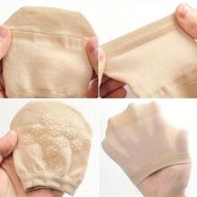 1 Pair Seamless Non-Slip Socks, Invisible Toe Slipper Socks, Invisible Toe Half Socks, Women's Half Socks, Suitable For Half-Toe Shoes - màu đen - Xem 5