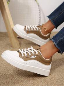 2025 New Versatile Retro Lace-Up Casual Round Toe Platform Sneakers, Fashionable & Comfortable Elevator Shoes For Petite Women