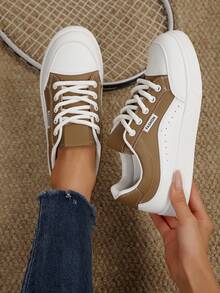 2025 New Versatile Retro Lace-Up Casual Round Toe Platform Sneakers, Fashionable & Comfortable Elevator Shoes For Petite Women