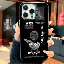 Techno mobile phone case designed with a futuristic silhouette and digital globe graphic suitable for  17air 16e 15 14 13 12 and 11 Pro models made of TPU material and provides shockproof protection. Perfect for tech enthusiasts gamers birthdays holidays and special occasions. - Negro - Ver 3